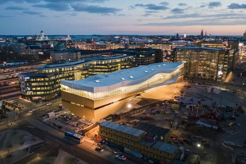 Oodi Helsinki skyview